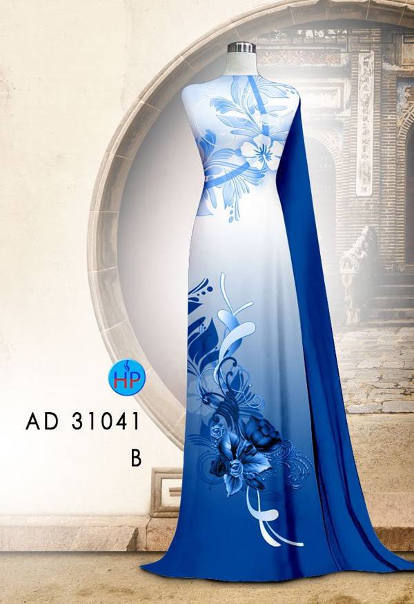 Vải Áo Dài Hoa In 3D AD 31041 35